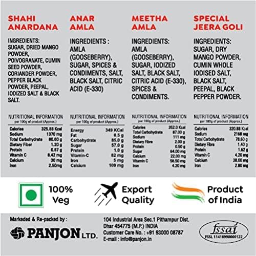 Swad Pachak Mouth Freshener Anar Amla, Jeera Goli, Meetha Amla & Shahi Anardana | Made with Natural Spices & Ingredients | Tasty After-meal Snack | 4 Bottle Jute Bag Gift Set