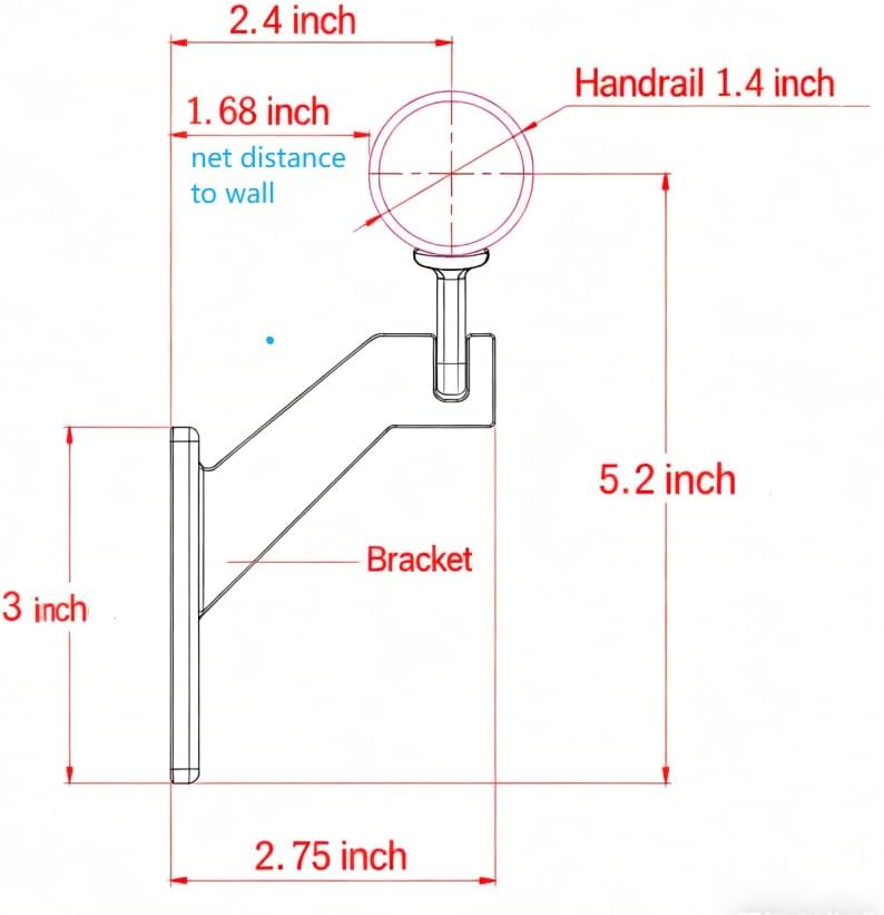 9 FT Handrails Kit for Indoor Outdoor Stairs，Modern Aluminum Handrail Set，1.4" Diameter Bar,Adjustable 304 Stainless Steel Brackets Included，Rust Free. (Anodized Shiny Silver, 9 FT)