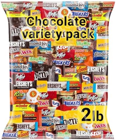 Chocolate Candy Variety Pack 2 LB Bulk Bag – Approx. 90 Individually Wrapped Treats – Assorted Milk & Dark Chocolate, Peanut Butter, Wafer & Coconut Mix – Perfect for Parties, Gifts & Sharing