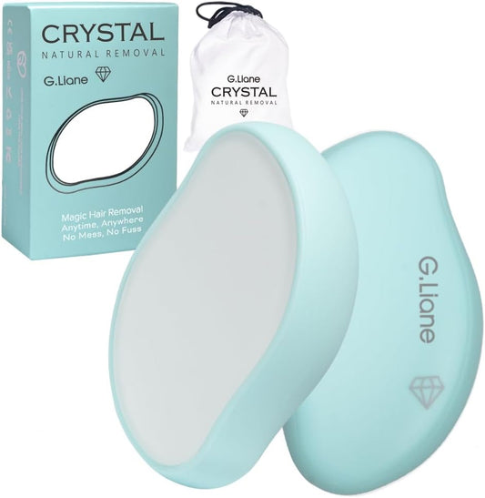 Crystal Hair Remover & Exfoliator, Nano Glass Hair Remover Stone, Reusable Painless Physical Depilator for Soft Silky Skin (Blue)