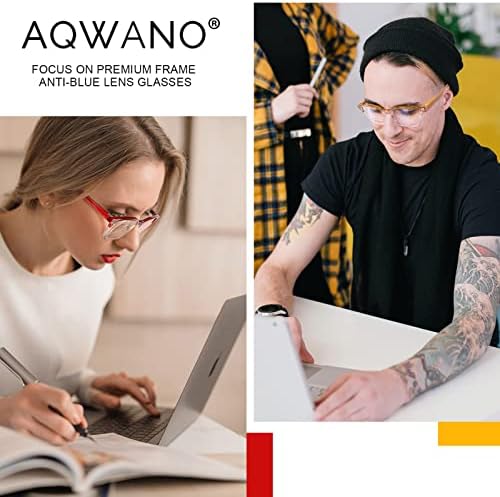 AQWANO 4 Pack Computer Reading Glasses Blue Light Filter Readers Glare Glasses for Men Women