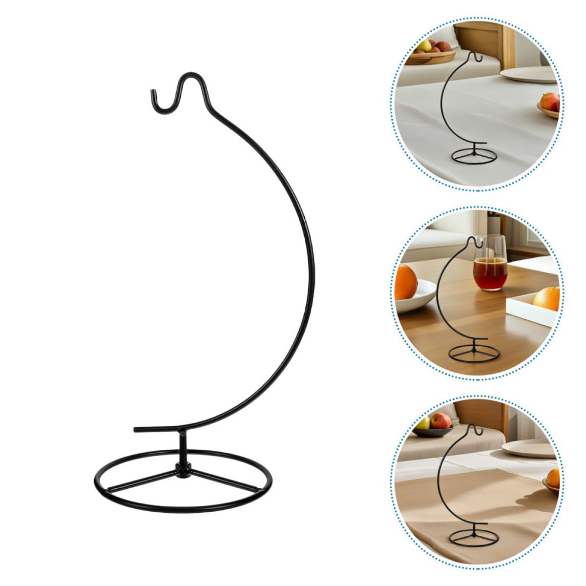 NUOBESTY 2pcs Moon-shaped Hanging Ornament Display Stand Iron Hook Rack for Air Plants Tillandsia Planter Holder Home Decoration Indoor Use