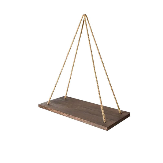 Vttui Balcony Hanging Plant Shelf with Hemp Rope - Solid Wood Wall Mount & Universal Hook Design, Versatile Hanging Flower Stand for Indoor Outdoor Garden(Size:30 * 15cm,Color:C)