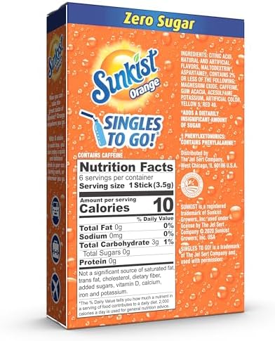 Sunkist Soda Orange Singles To Go Drink Mix, 12 Boxes with 6 Packets Each - 72 Total Servings