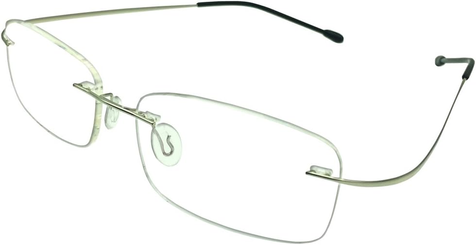 Rimless Computer Readers +0.50 Unisex Silver Color Reading Glasses Eyewear w Case