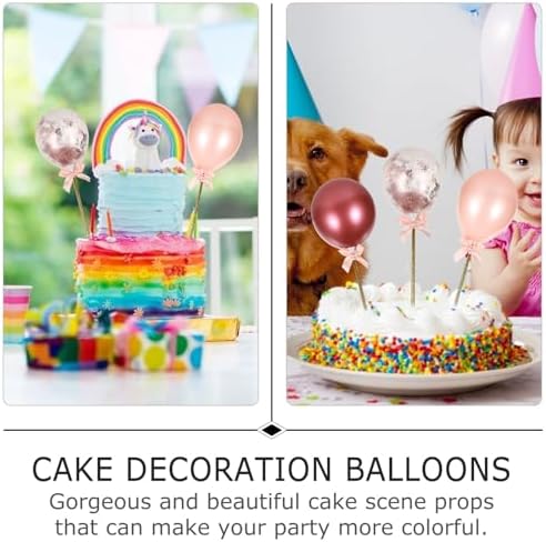 Rose Gold Balloon Cake Toppers Set, 3pcs Birthday Cake Decoration Inserts for Party Baking Supplies