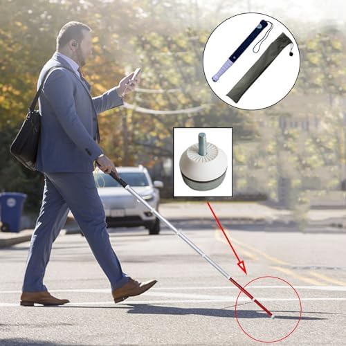 Telescopic Blind Cane - Titanium Alloy Folding Climber Cane That, for The Blind or Visually Impaire, Lnclude Nylon Bag + Optional Crutch tip(C,138cm/54.3in)