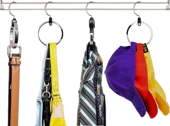 Multipurpose Closet Hangers, 25 Tie Belt Hanger for Closet, Great Space Saving Belt Organizer for Wardrobe, Ideal for Storing Belts, Ties, Scarfs, Baseball Hats, Purses & More, 1 Pack