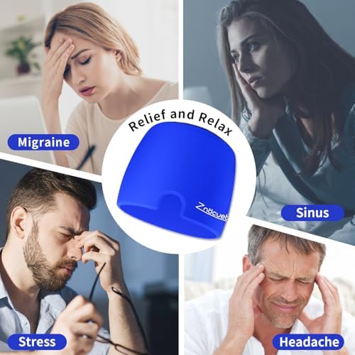 ZNÖCUETÖD Migraine Headache Relief Cap Hat Full Head ice Pack Wrap Cooling Gel Ice Beanie Cold Cap Hot/Cold Compress Therapy for Sinus, Stress, Tension, Hangover Headache Pain Relief Gift Men Women