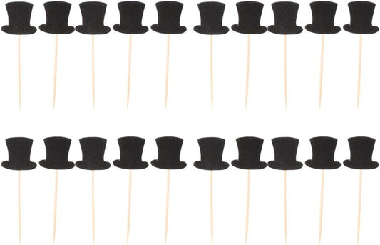20pcs Paper Top Hats Cake Topper Cupcake Picks for Cake Decor Birthday Party Supplies