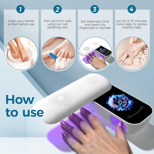 Nail Fungus Laser Treatment LED Device – Wireless Toenail Fungus Laser Device,At-Home Toenail & Fingernail Care for Thick Discolored Nails,7-Min Daily - White