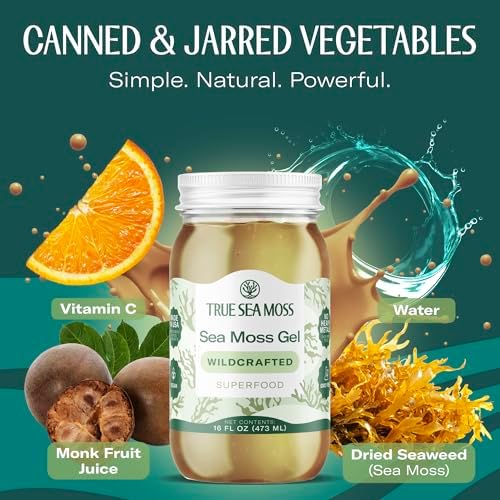 TrueSeaMoss Sea Moss Gel – Made in USA – Wildcrafted Seamoss & Jarred Vegetables – Original, Pack of 1 (Labels may Vary)