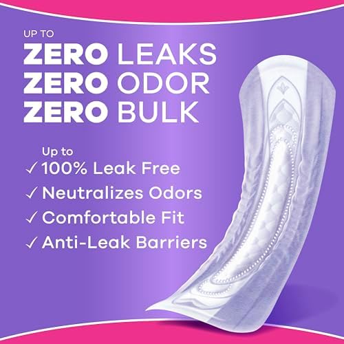 Always Discreet Adult Incontinence Pads for Women, Drier, 6 Drop Regular Length, Extra Heavy Absorbency, Pads for Bladder Control Management, Bladder Leaks, & Postpartum Pads, 66ct