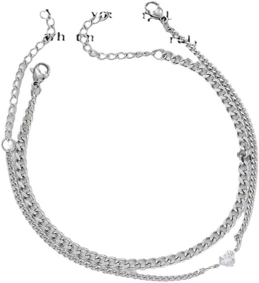 Couple Bracelet Shiny Stainless Steel Bracelet Set Stainless Steel Stainless Steel Couple(Silver)