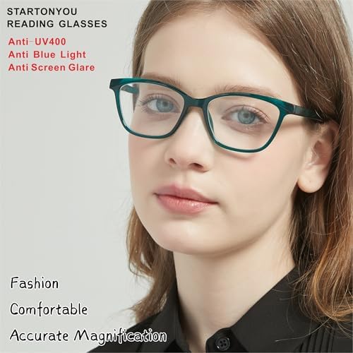 Reading Glasses for Women, 3-Pack Blue Light Computer Eyeglasses, Cat-Eye Fashion Full Frame with Spring Hinge Ladies Readers +3.0diopter
