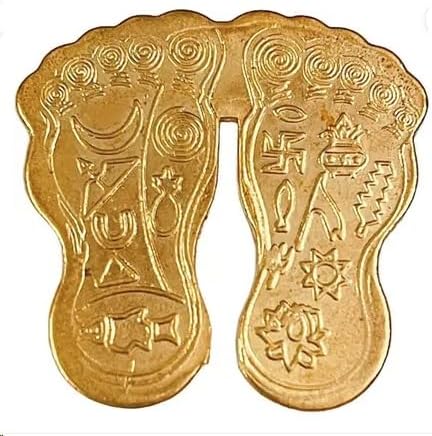 Sri Laxmi Lakshmi Charan Paduka (Laxmi's Feet) Handcrafted Lucky Charm Amulet Yantra - Immense Wealth Prosperity (Golden) Decorative Showpiece