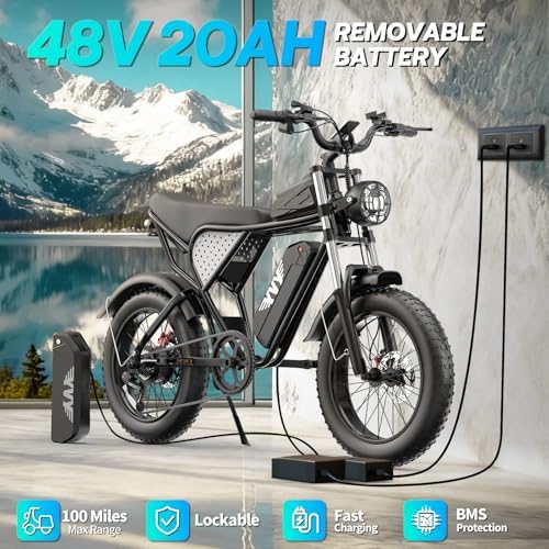 YVY 1500W Peak Electric Bike for Adults, 35MPH Top Speed 48V 20Ah Battery eBike, UL2849 Certified Mountain e-Bike for Hill Climbing, 20" Fat Tire All-Terrain, Full Suspension