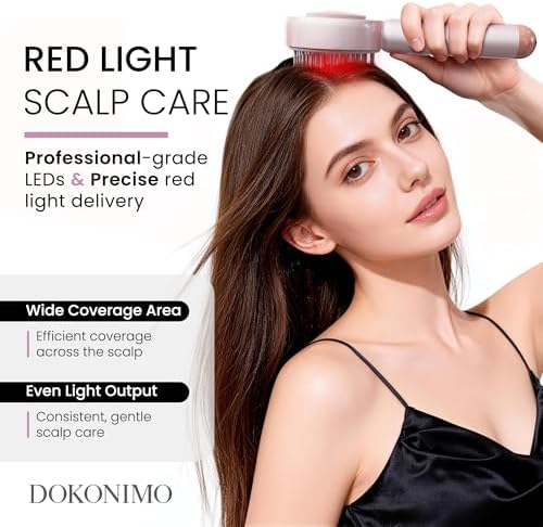 LED Scalp Massager Comb – 3-in-1 Red Light Hair Brush with Vibration & Rollers, FSA,HSA Eligible, Wireless Scalp Massager for Relaxing Daily Hair Care Routine at Home PM084