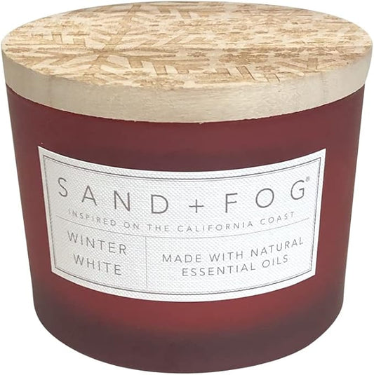 Sand + Fog Scented Candle - Winter White â Additional Scents and Sizes â 100% Cotton Lead-Free Wick - Luxury Air Freshening Jar Candles - Perfect Home Decor â 12oz - Holiday Scents