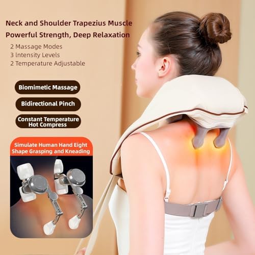 Neck Massager Shoulder And Back Cordless With Heat, Electric Neck Shiatsu Massager Back Neck Pain Relief Electric Massager Cushion For Neck Shoulder Back