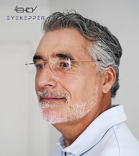 Eyekepper 3-Pack Rimless Metal Reading Glasses for Men - Rectangle Frameless Readers (Brown/Sliver/Gold)+0.00
