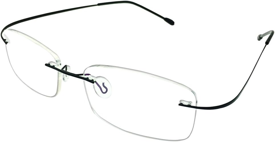Rimless Computer Readers +0.75 Mens Womens Black Frame Reading Glasses Spectacles w Case