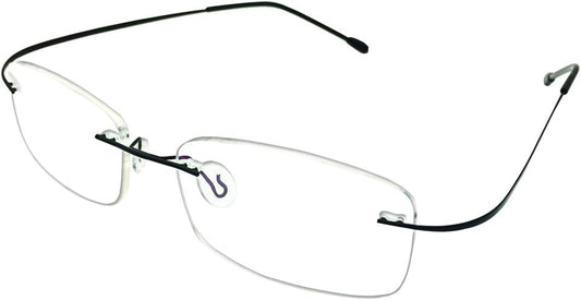 Rimless Computer Readers +0.75 Mens Womens Black Frame Reading Glasses Spectacles w Case