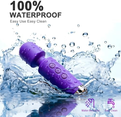 Personal Massager Wand, 8 Speeds 20 Modes Handheld Vibration, Cordless Portable Waterproof Massager, Quiet Mini for Muscle Aches, Back Pain & Sports Recovery, for Women (Purple)