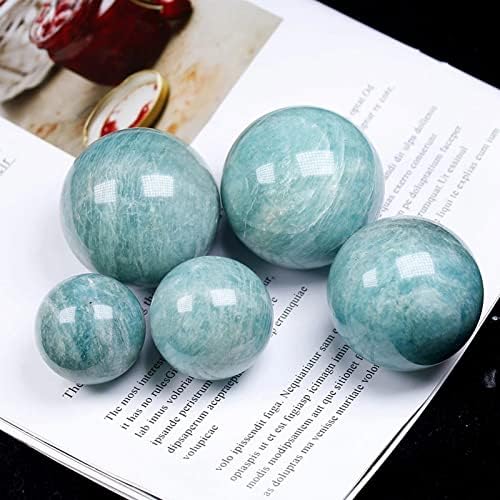 Polished Healing Crystal Ball Sphere Sculpture Tianhe Stone Amazonite Sphere Gemstone Ball for Reiki and Home Decor, Tumbled Palm Stone, Divination Sphere,Diameter1.2