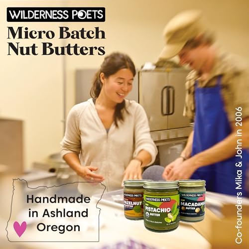 Wilderness Poets, Organic Roasted Hazelnut Butter - (8 Ounce) - One Ingredient, Gluten Free, Non GMO, No Salt, No Sugar - Glass Jar