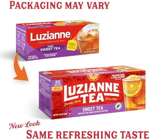 Luzianne Sweet Iced Tea Bags, Family Size, 22ct Box (Pack of 6)