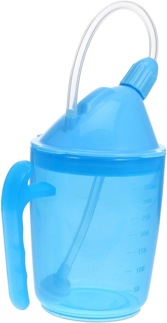 Hemobllo Liquid Diet Drinking Mug for Elderly and Disabled, Choking-Proof Bedridden Patient Cup, Maternity Water Cup with Spout, Sky Blue for Safe Feeding and Hydration