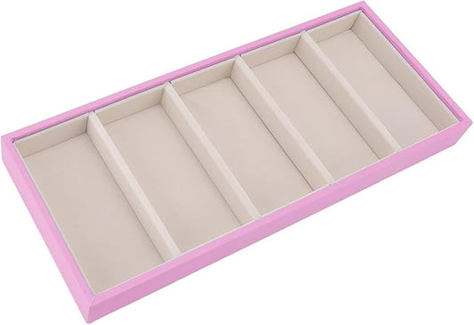 Sunglass Organizer, Pink Velvet Glasses Tray 5 Grids Stackable Display Case for Women Glasses Jewelry Display Watch