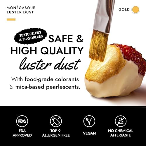 MONÉGASQUE Gold Edible Glitter for Drinks 15g – Edible Glitter for Cakes & Cocktails - Gold Luster Dust for Cocktail, Father's Day Cake Topper, Food Decorations Sprinkles Spray - Drink Shimmer Powder