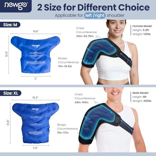 NEWGO Extra Large Shoulder Ice Pack Wrap for Rotator Cuff Cold Therapy, Gel Ice Pack for Injuries Reusable Cold Pack for Shoulder Swelling Discomfort After Surgery, Black