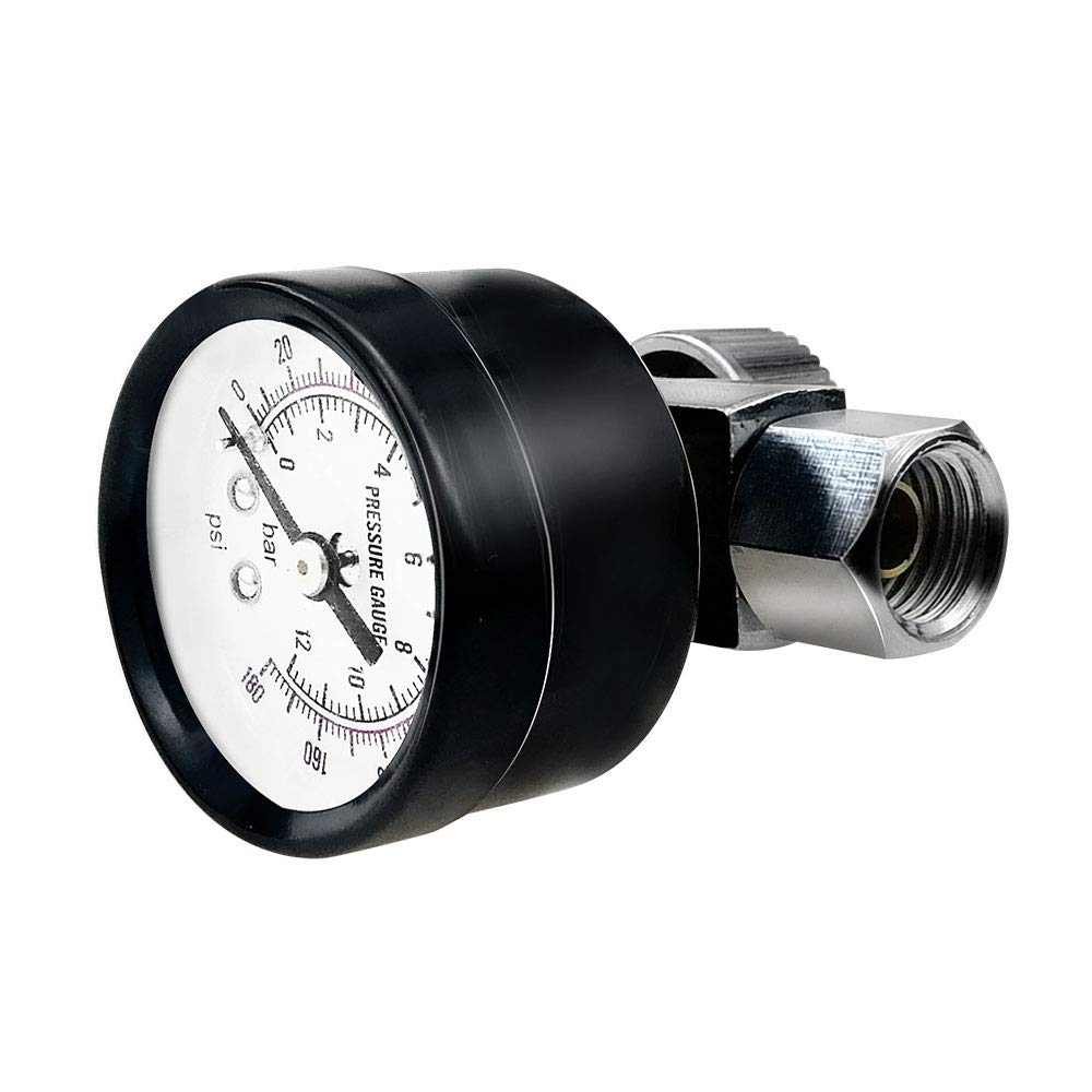 Beduan Flow Control Valve, 1/4" NPS Water Pressure Reducer Adjustable Control Valve with Gauge
