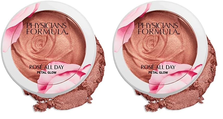 Physicians Formula RosÃ© All Day Highlighter Blush Face Powder, Blush Petal Glow, Shimmering Rose, Dermatologist Tested, Clinicially Tested (Pack of 2)