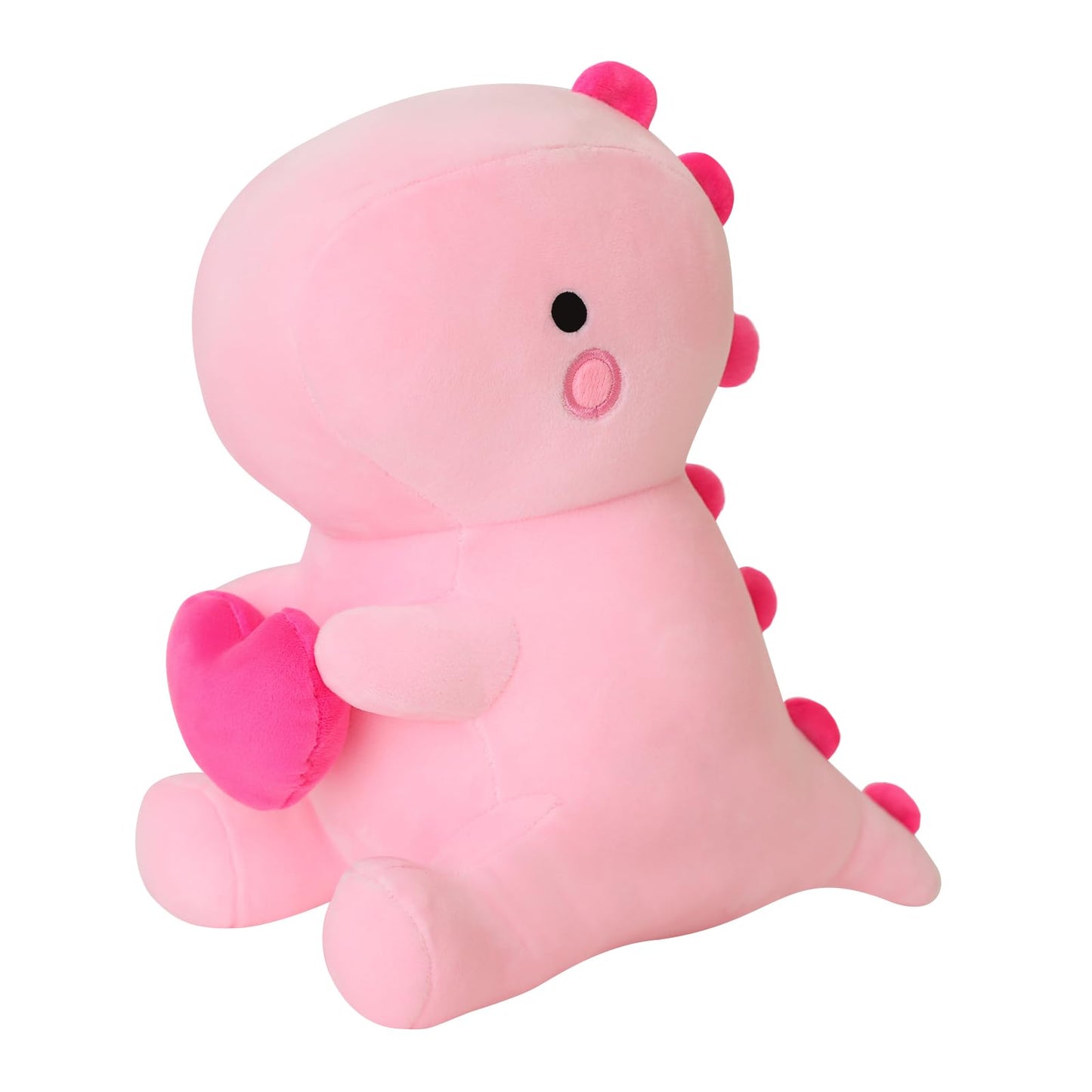 SQEQE Dinosaur Stuffed Animal, Loving Soft Dino Plush Toys with Holding Heart, Sweet Romantic Anniversary Birthday Gift for Her Girls Boys Girlfriend(Pink,12 inch)