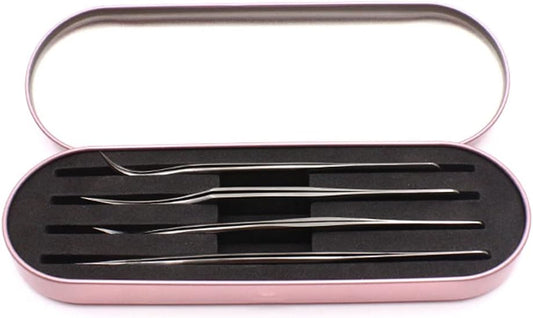 Professional Tweezers Storage Case Activated Sealed Box Eyelash Extension Tools Container, 1 Pc (Pink)