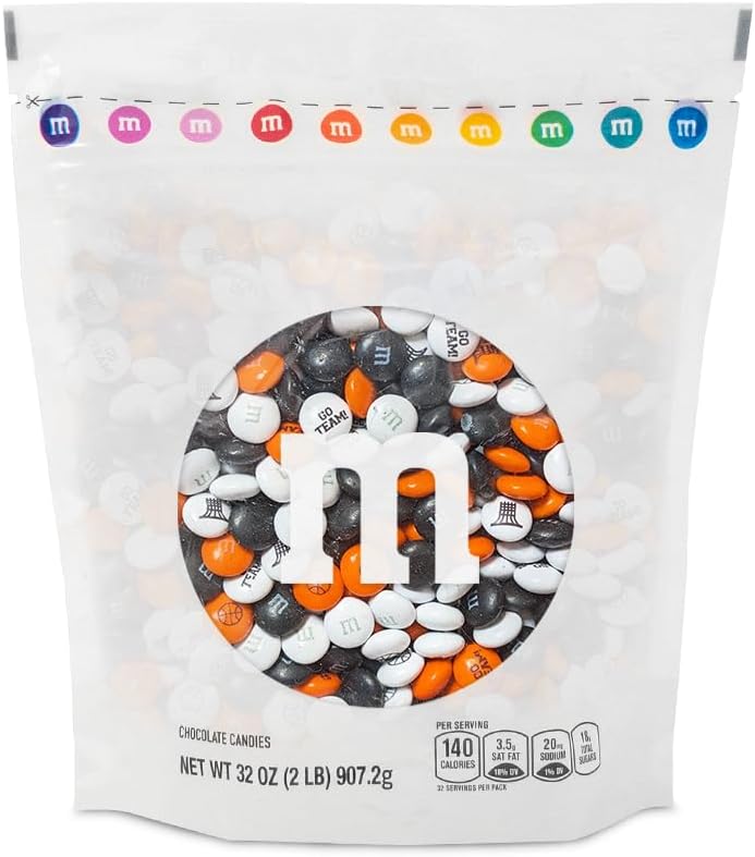 M&M’S WORLD Basketball Milk Chocolate Candy, 2 lbs Bulk Candy for Basketball Party Decor, Gifts, Favors or Sports Theme Birthday