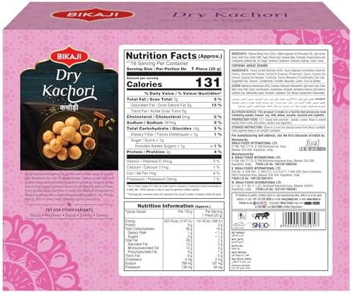 Bikaji Dry Kachori 400g | Crispy Indian Khasta Snack | Spicy Stuffed Mini Kachori | Traditional Rajasthani Namkeen | Ready-to-Eat Tea-Time Snack – 14.1 oz