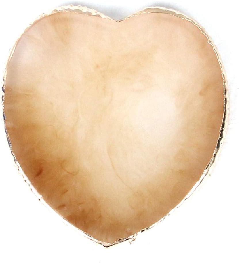 AKOAK 1 Pack Nail Heart Shape Resin Palette Agate Golden Edge Palette Crystal Edge Shooting Prop Palette Works Display Board Tools (Yellow)