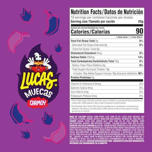 Lucas Muecas Lollipop Chamoy Flavor Candy, 0.96oz - 10 Pieces Pack for Treats, Snack, Parties, Piñatas – Chamoy Lollipop great for Easter Baskets