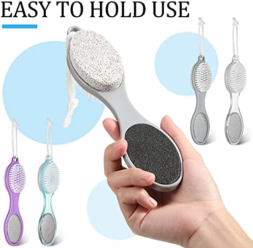 Sieral 4 Pcs Foot Scrubber 4 in 1 Feet Brush for Use in Shower with Pumice Stone, Foot Rasp and Sandpaper, Feet Scrubber Brush for Dead Skin and Shower, Skin Remover