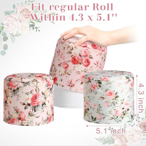 Hoolerry 6 Pcs Decorative Toilet Paper Roll Cover Fit regular Roll Within 4.3 x 5.1'' Reusable Felt Fabric Toilet Tissue Holder Tissue Paper Cover Wrap for women Bathroom Decor Hotel Gift(Rose)