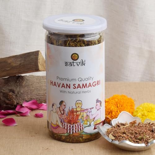 SATVIK 320 Gram Havan Samagri for Pooja |Hawan kund, Durga Puja, Home Pooja, Yagya,Diwali Hawan/Havan Yagya Shanti Hindu Pujan Rituals Home Mandir Religious Spiritual Prayers Pooja