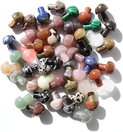 10PCS Mini Natural Rose Quartz All Kinds of Gemstone Carving Crafts Crystal Mushrooms for Home Decoration