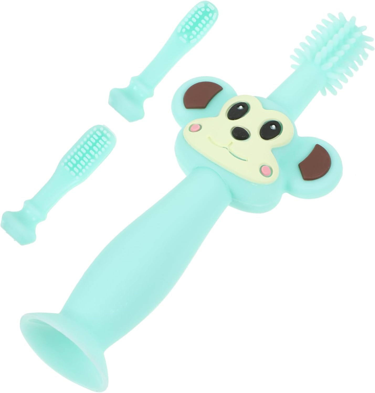 Beaupretty Training Toothbrush and Teething for Years Soft Silicone Full Bristle Brush with Chewing Pad Safe Gum Relief and Easy Grip Design Green