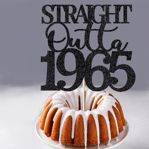 Straight Outta 1965 cake topper 60th birthday happy birthday cake topper men and women cheer 60 years old handmade black glitter cake decoration