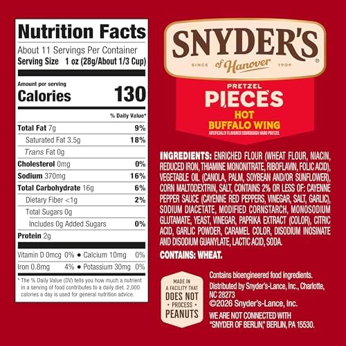 Snyder's of Hanover Hot Buffalo Wing Flavored Pretzel Pieces, 11.25 Oz